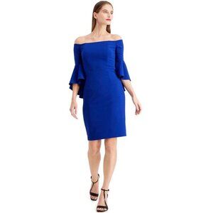 CALVIN KLEIN Blue Off Shoulder Dress Size 4 Bell Sleeve